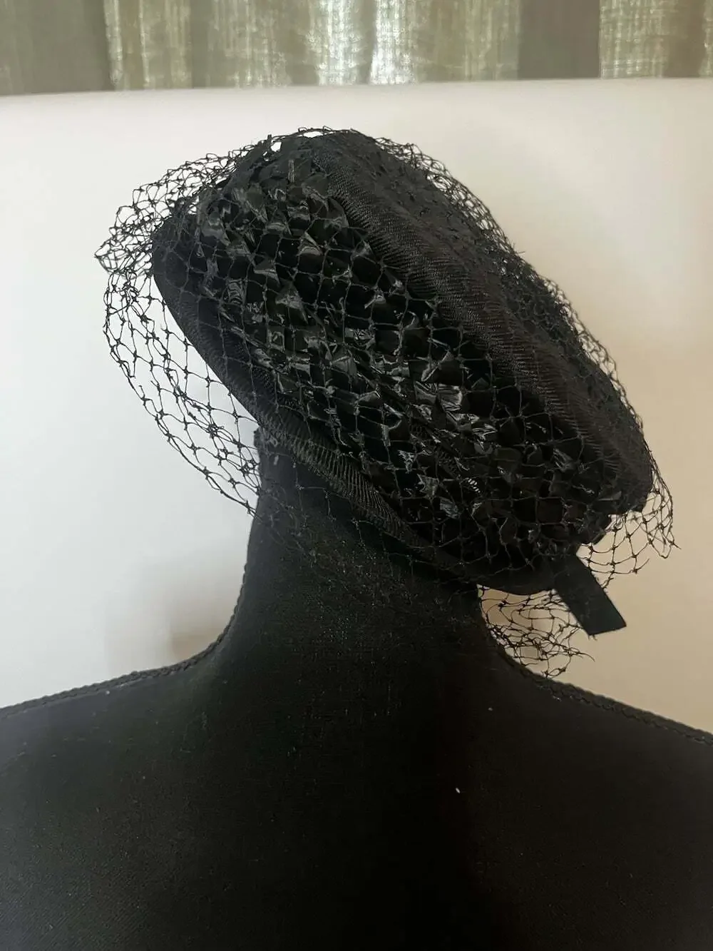 Vintage 50s Retro Straw Ladies Pillbox Birdcage Veil Hat Lucila Mendez New York